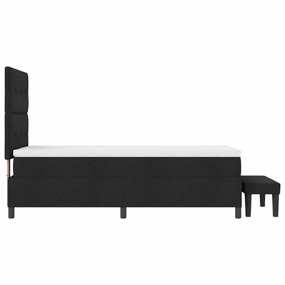 Letto a molle con materasso Nero 100 x 200 cm Tessuto