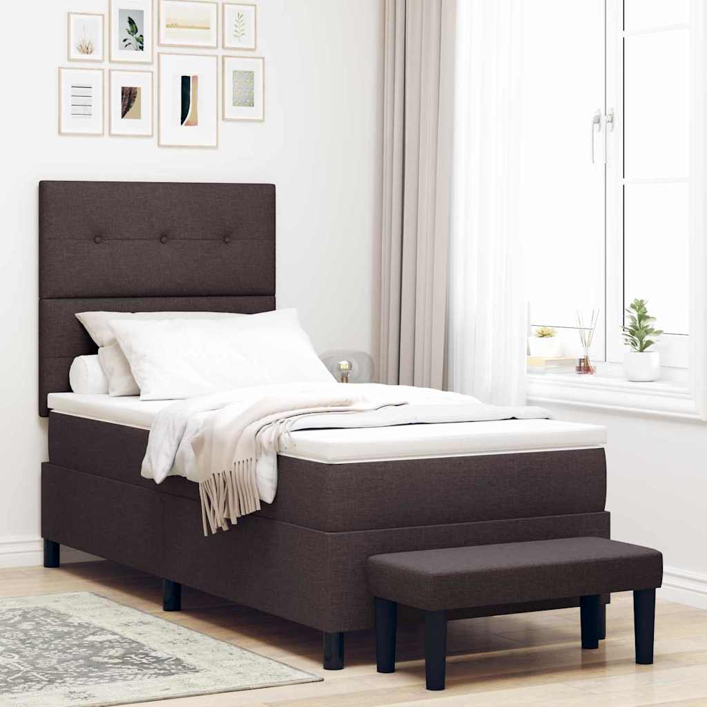 Letto a molle con testiera Marrone Scuro 100 x 200 cm Tessuto