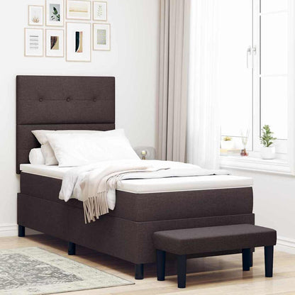 Letto a molle con testiera Marrone Scuro 100 x 200 cm Tessuto