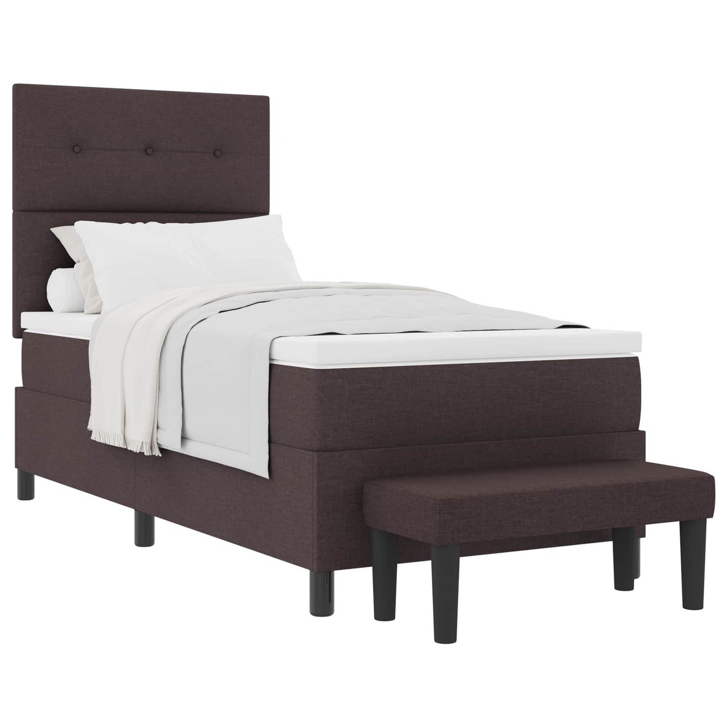 Letto a molle con testiera Marrone Scuro 100 x 200 cm Tessuto