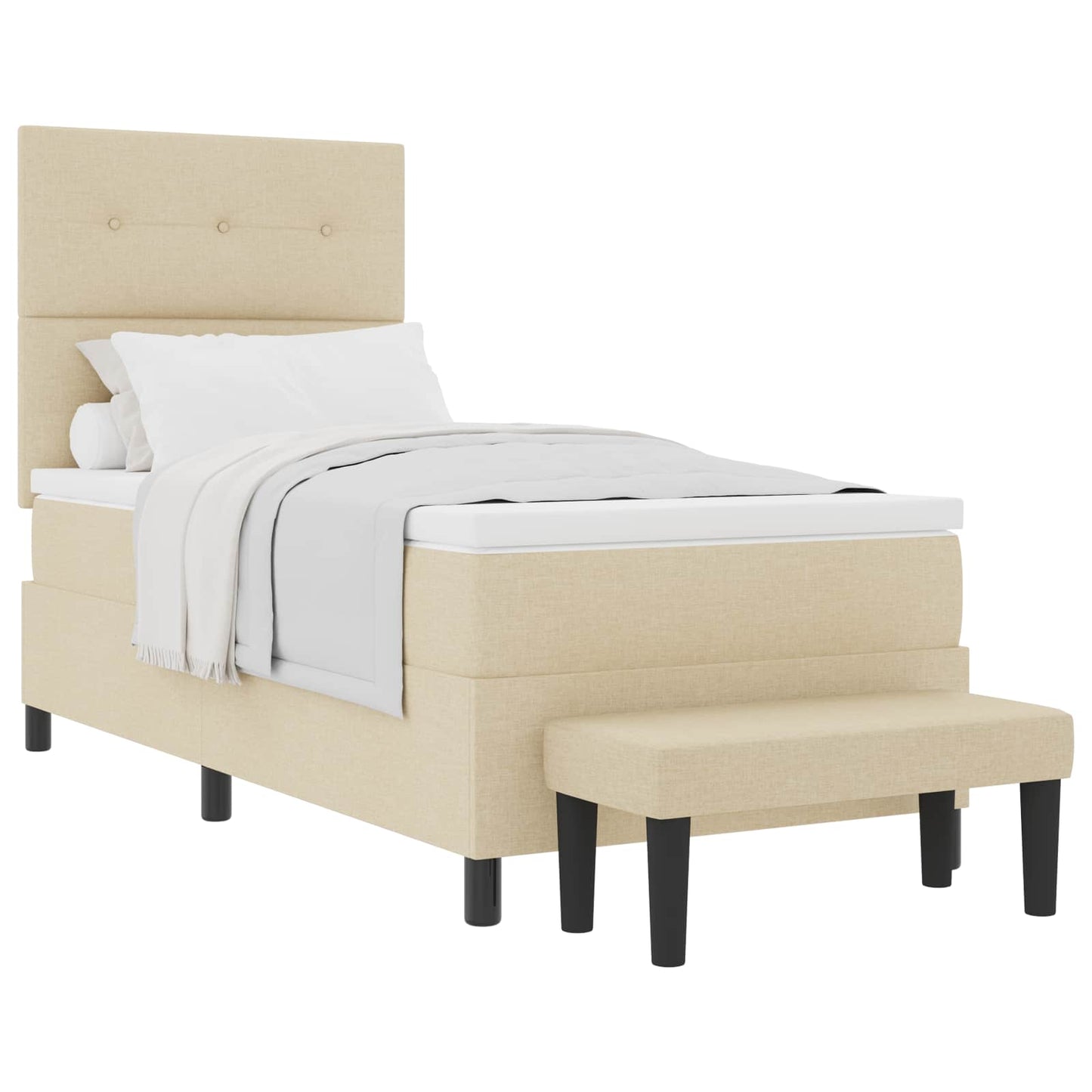 Letto a molle con testiera Crema 100 x 200 cm Tessuto | homemem39