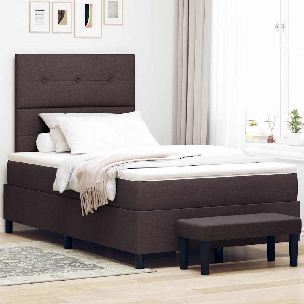 Letto a molle con cuscino Marrone Scuro 120 x 190 cm Tessuto