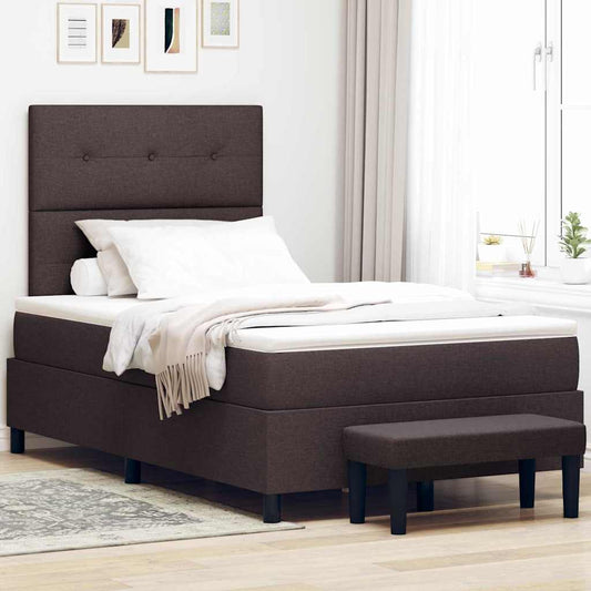 Letto a molle con cuscino Marrone Scuro 120 x 190 cm Tessuto | homemem39