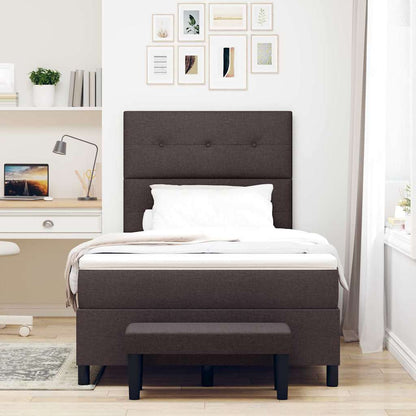 Letto a molle con cuscino Marrone Scuro 120 x 190 cm Tessuto