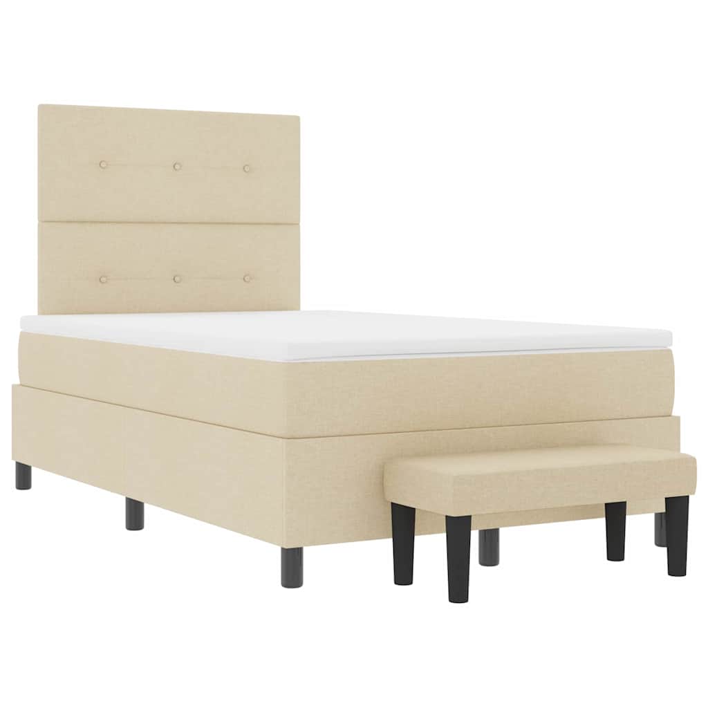 Letto a molle con testiera Crema 120 x 190 cm Tessuto | homemem39