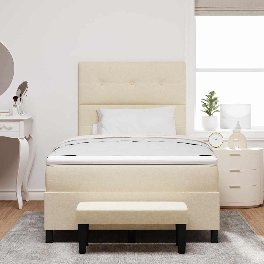 Letto a molle con testiera Crema 120 x 200 cm Tessuto | homemem39