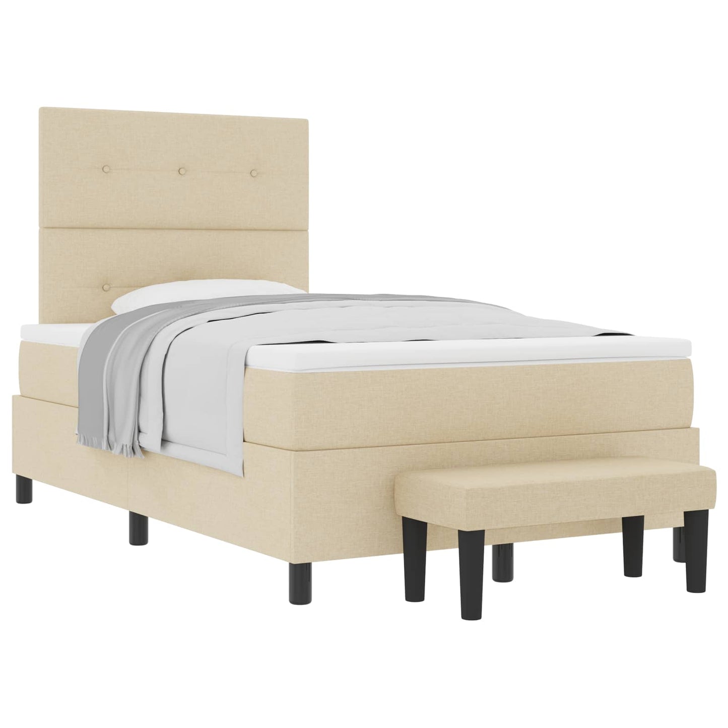 Letto a molle con testiera Crema 120 x 200 cm Tessuto