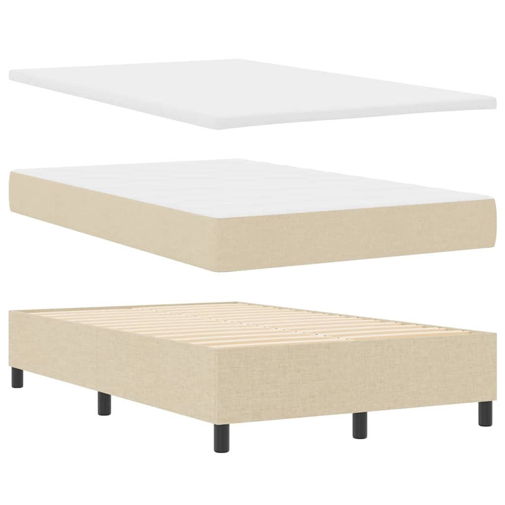 Letto a molle con testiera Crema 120 x 200 cm Tessuto