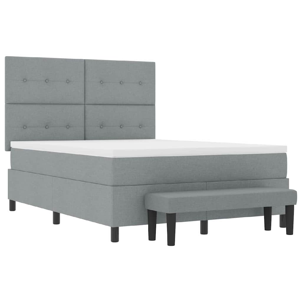 Letto a molle con testiera Grigio chiaro 140 x 190 cm Tessuto | homemem39