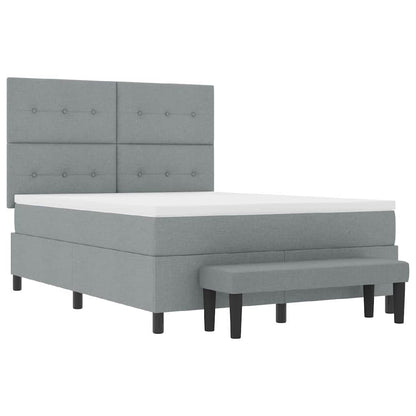 Letto a molle con testiera Grigio chiaro 140 x 190 cm Tessuto | homemem39