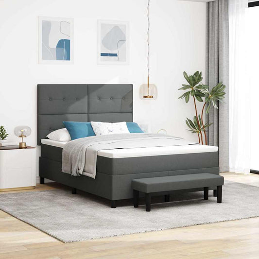 Letto a molle con cuscino Grigio scuro 140 x 190 cm Tessuto