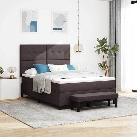 Letto a molle con testiera Marrone Scuro 140 x 190 cm Tessuto | homemem39