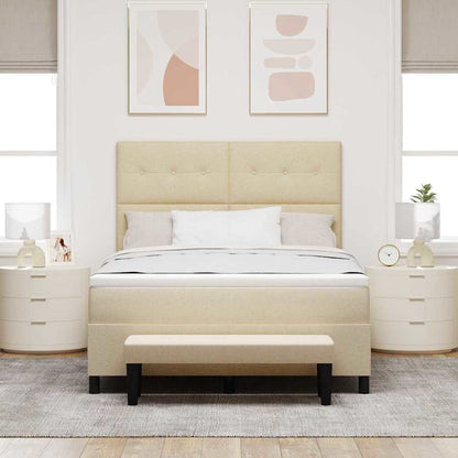 Letto a molle con testiera Crema 140 x 190 cm Tessuto