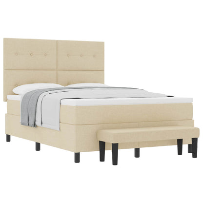 Letto a molle con testiera Crema 140 x 190 cm Tessuto