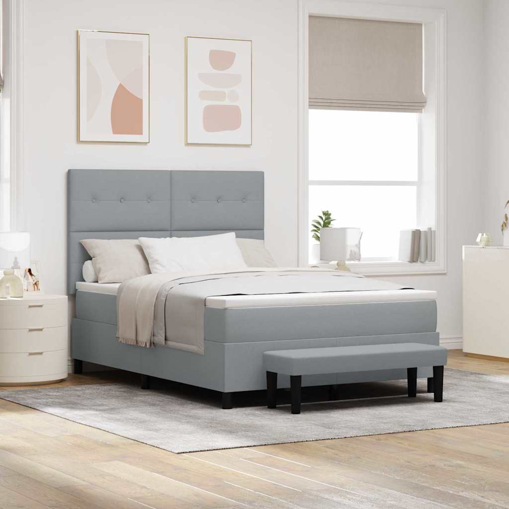 Letto a molle con testiera Grigio chiaro 140 x 200 cm Tessuto | homemem39