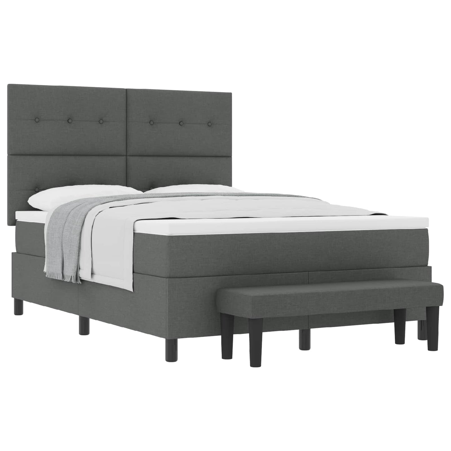 Letto a molle con cuscino Grigio scuro 140 x 200 cm Tessuto | homemem39