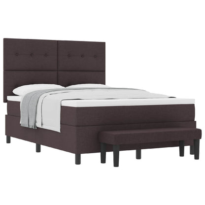 Letto a molle con testiera Marrone Scuro 140 x 200 cm Tessuto | homemem39