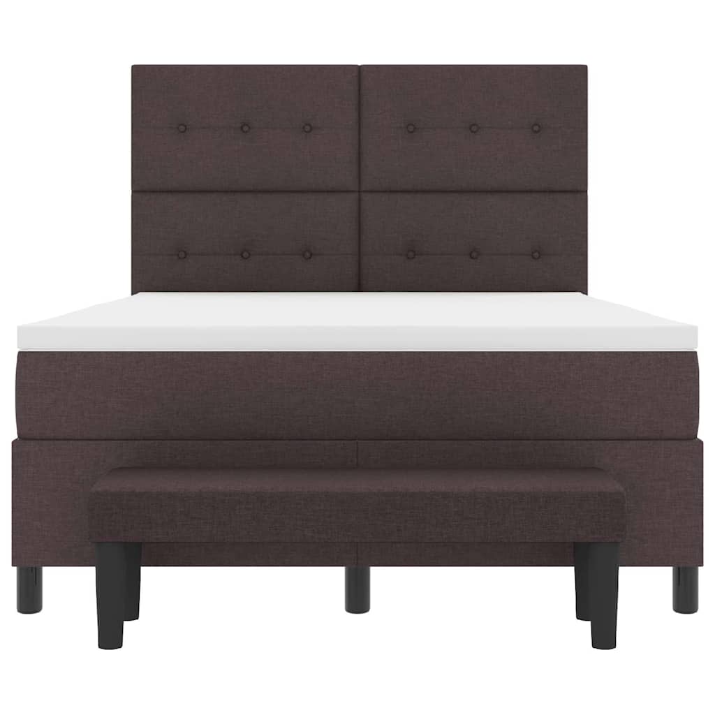 Letto a molle con testiera Marrone Scuro 140 x 200 cm Tessuto | homemem39