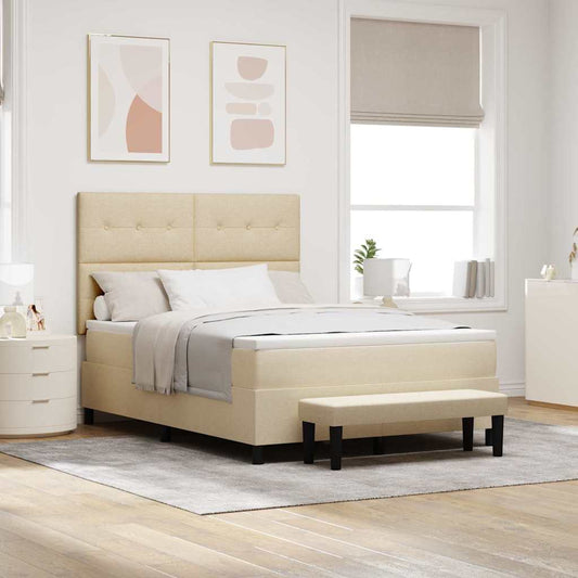 Letto a molle con testiera Crema 140 x 200 cm Tessuto | homemem39