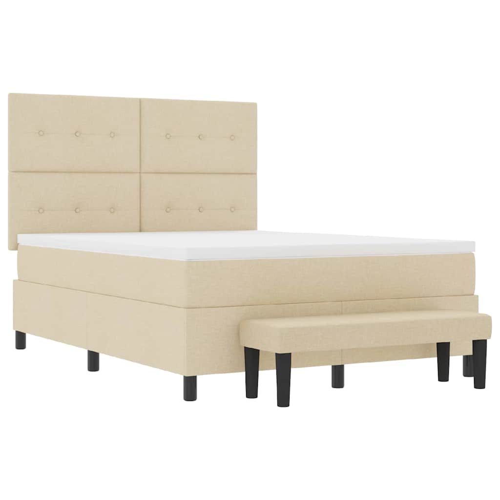 Letto a molle con testiera Crema 140 x 200 cm Tessuto | homemem39