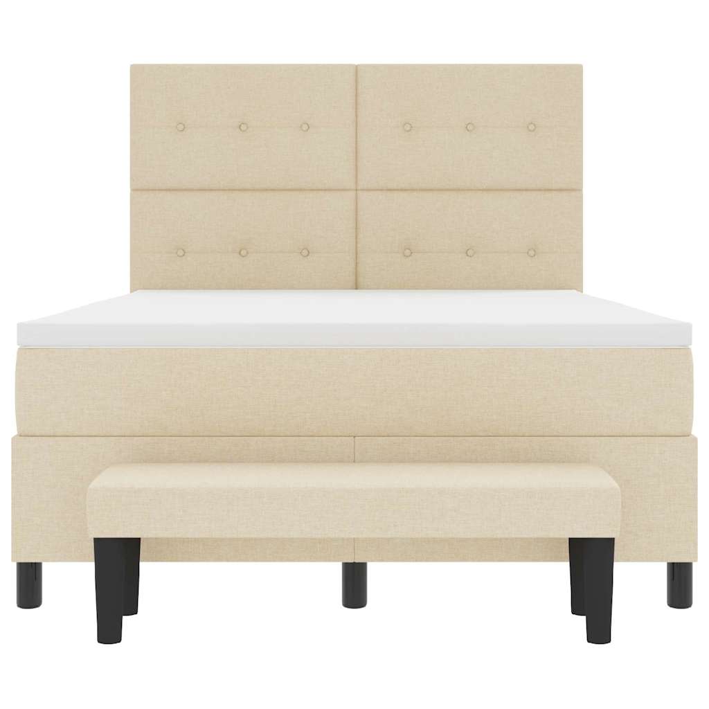 Letto a molle con testiera Crema 140 x 200 cm Tessuto | homemem39