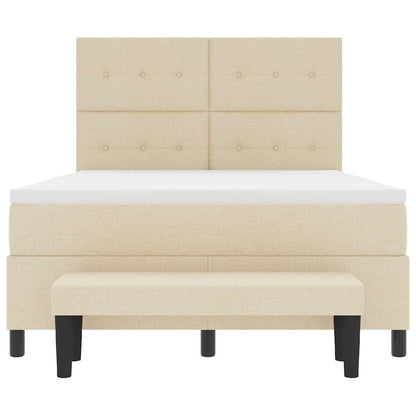 Letto a molle con testiera Crema 140 x 200 cm Tessuto | homemem39