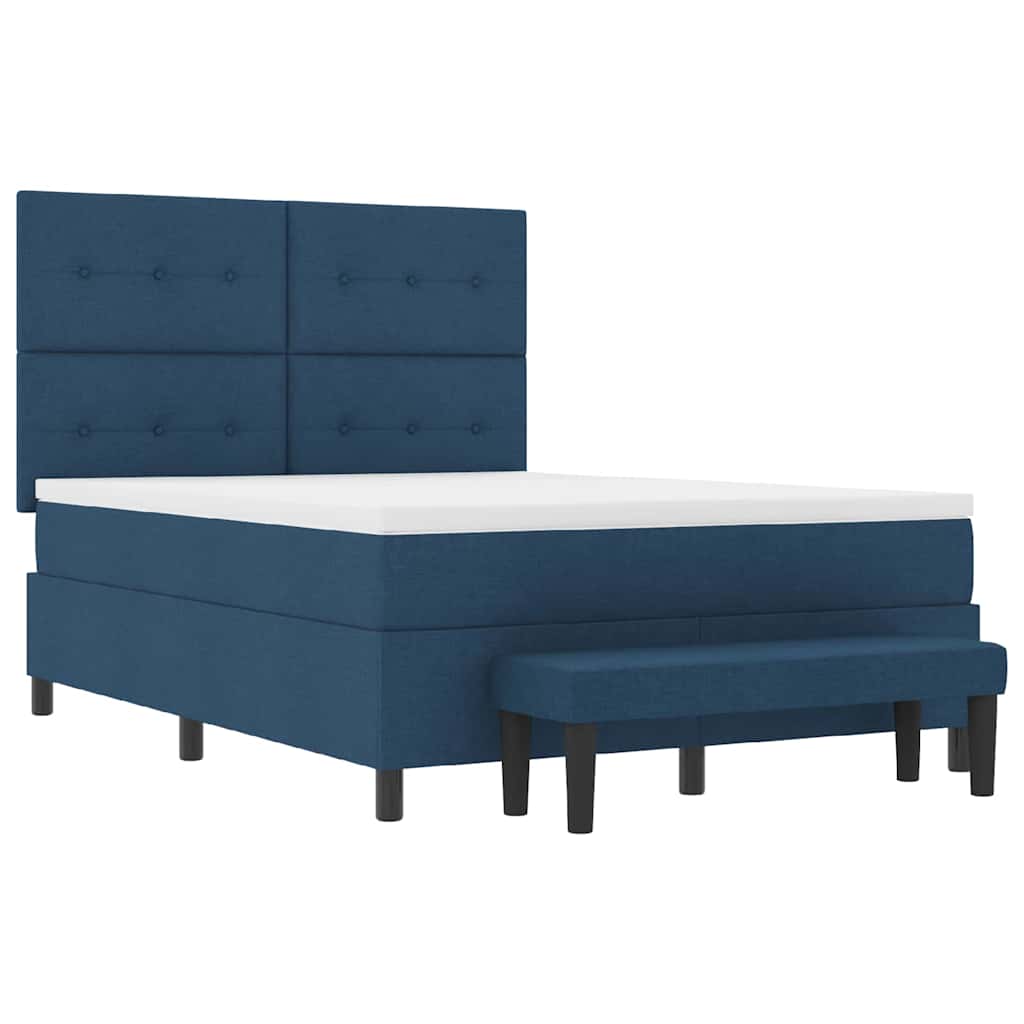 Letto a molle con testiera Blu 140 x 200 cm Tessuto | homemem39
