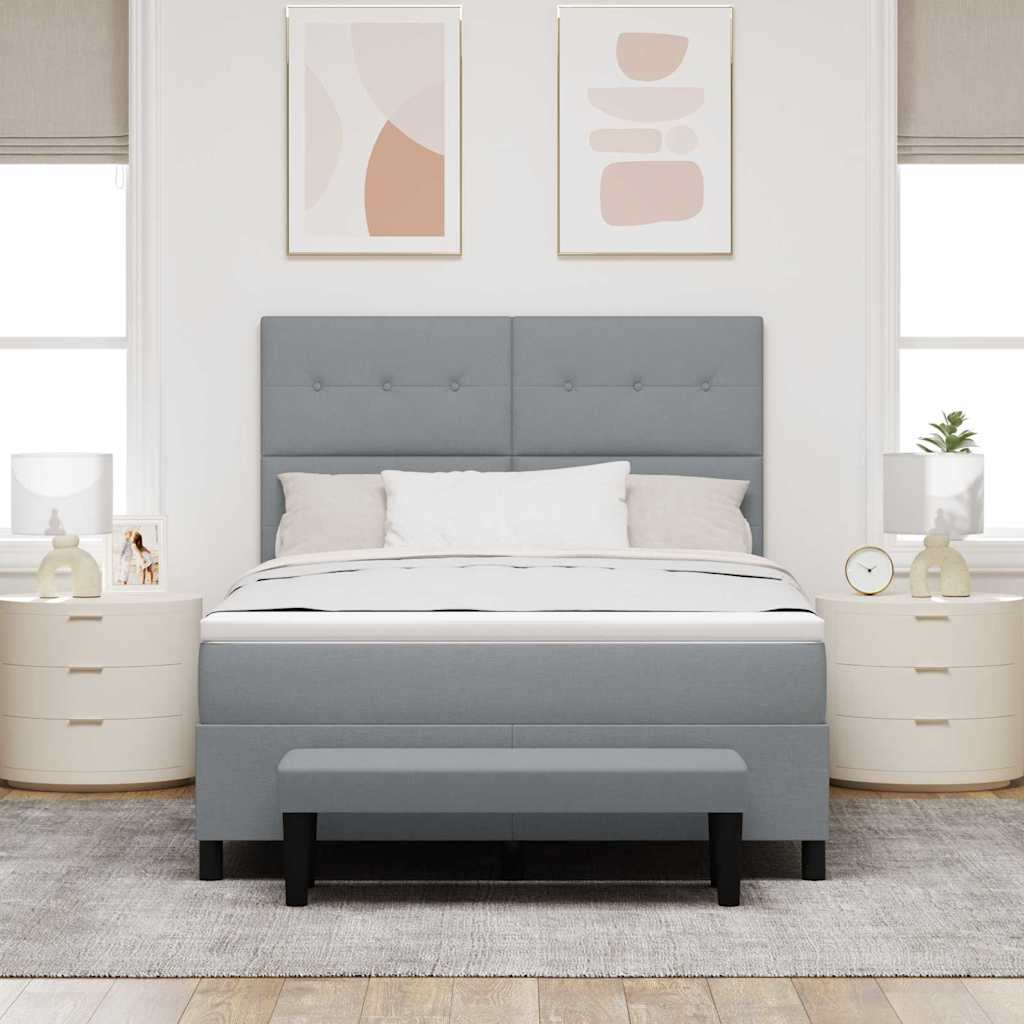 Letto a molle con testiera Grigio chiaro 160 x 200 cm Tessuto | homemem39