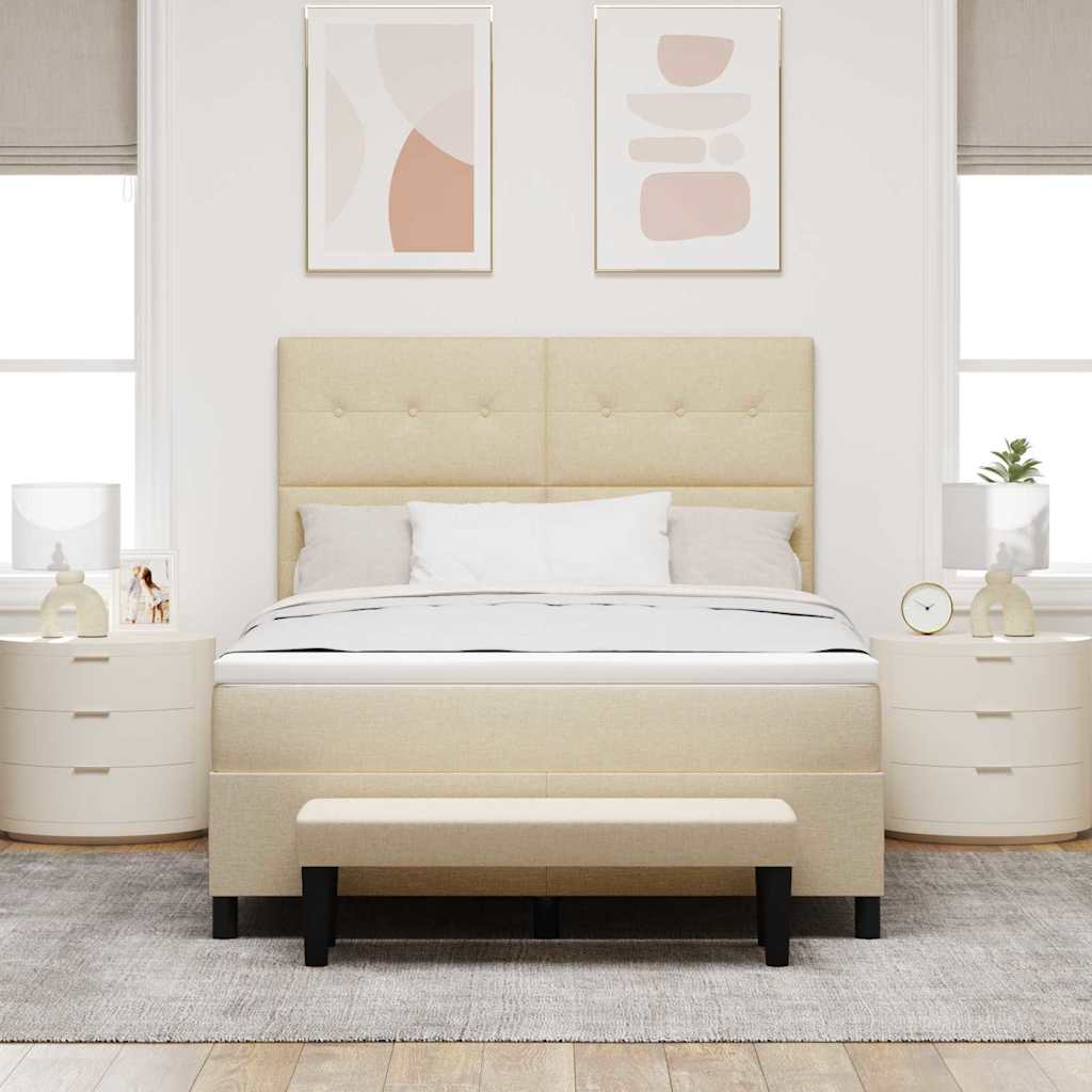 Letto a molle con testiera Crema 160 x 200 cm Tessuto | homemem39