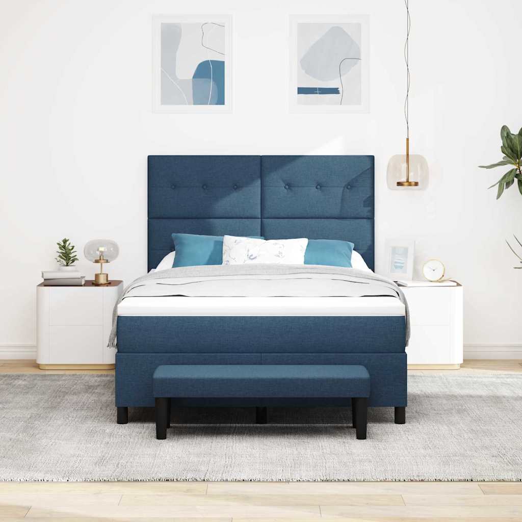 Letto a molle con testiera Blu 160 x 200 cm Tessuto | homemem39