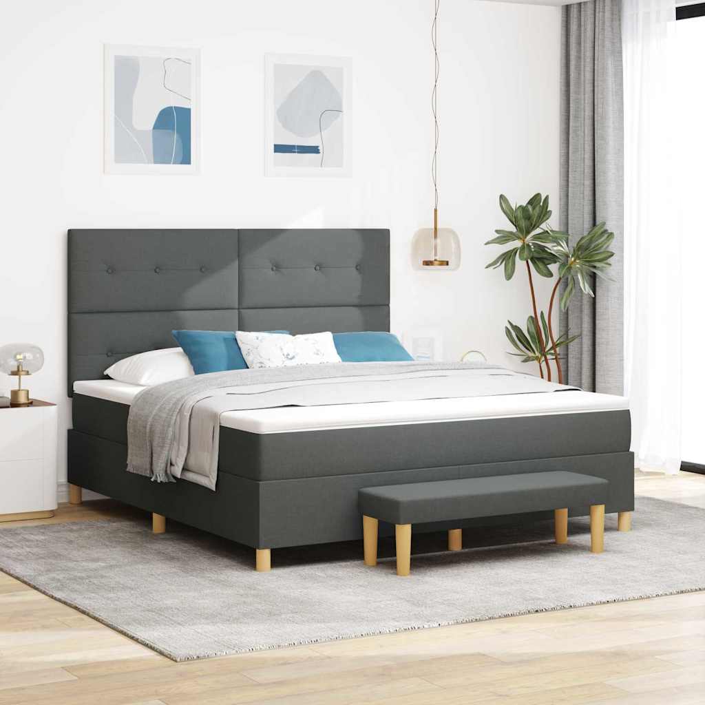 Letto a molle con testiera Grigio scuro 180 x 200 cm Tessuto | homemem39