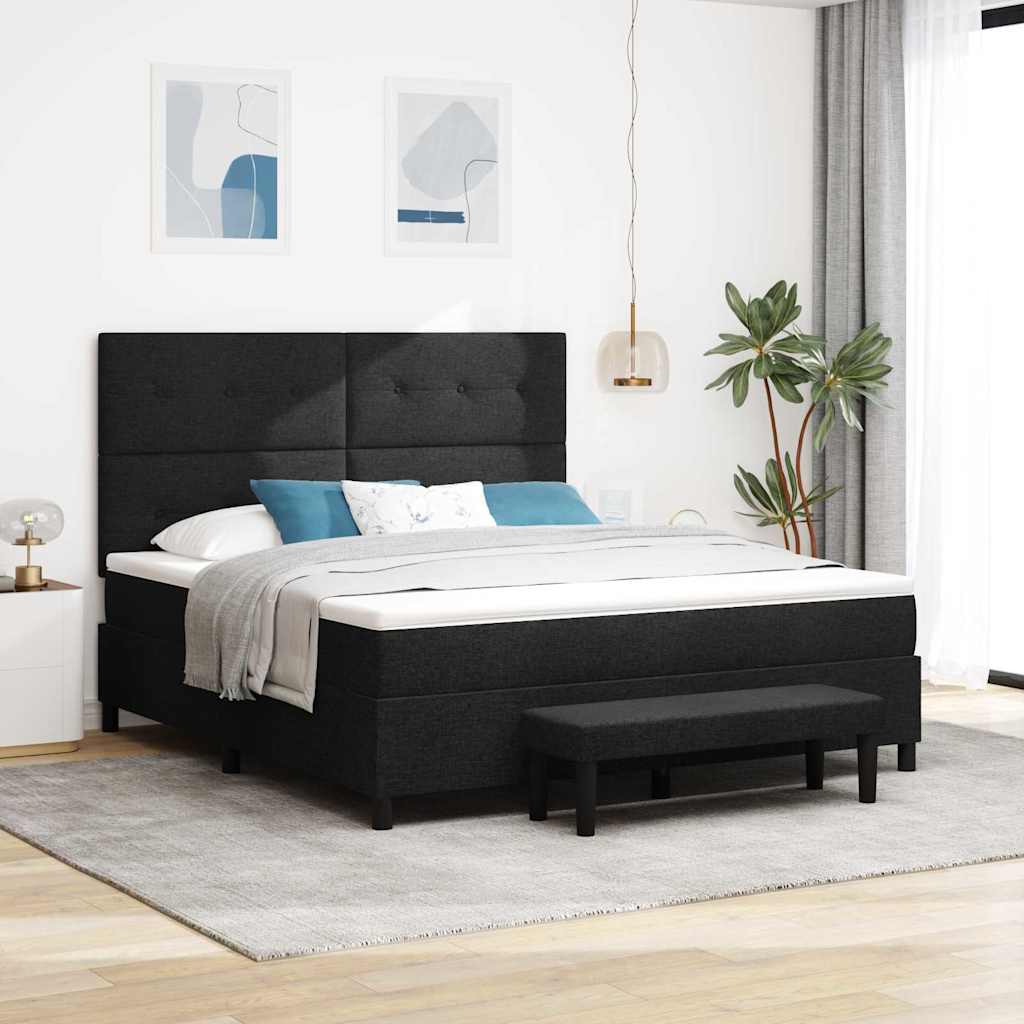 Letto a molle con testiera Nero 180 x 200 cm Tessuto | homemem39