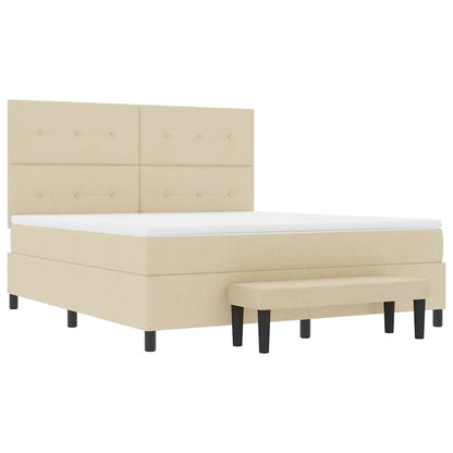 Letto a molle con materasso Crema 180 x 200 cm Tessuto