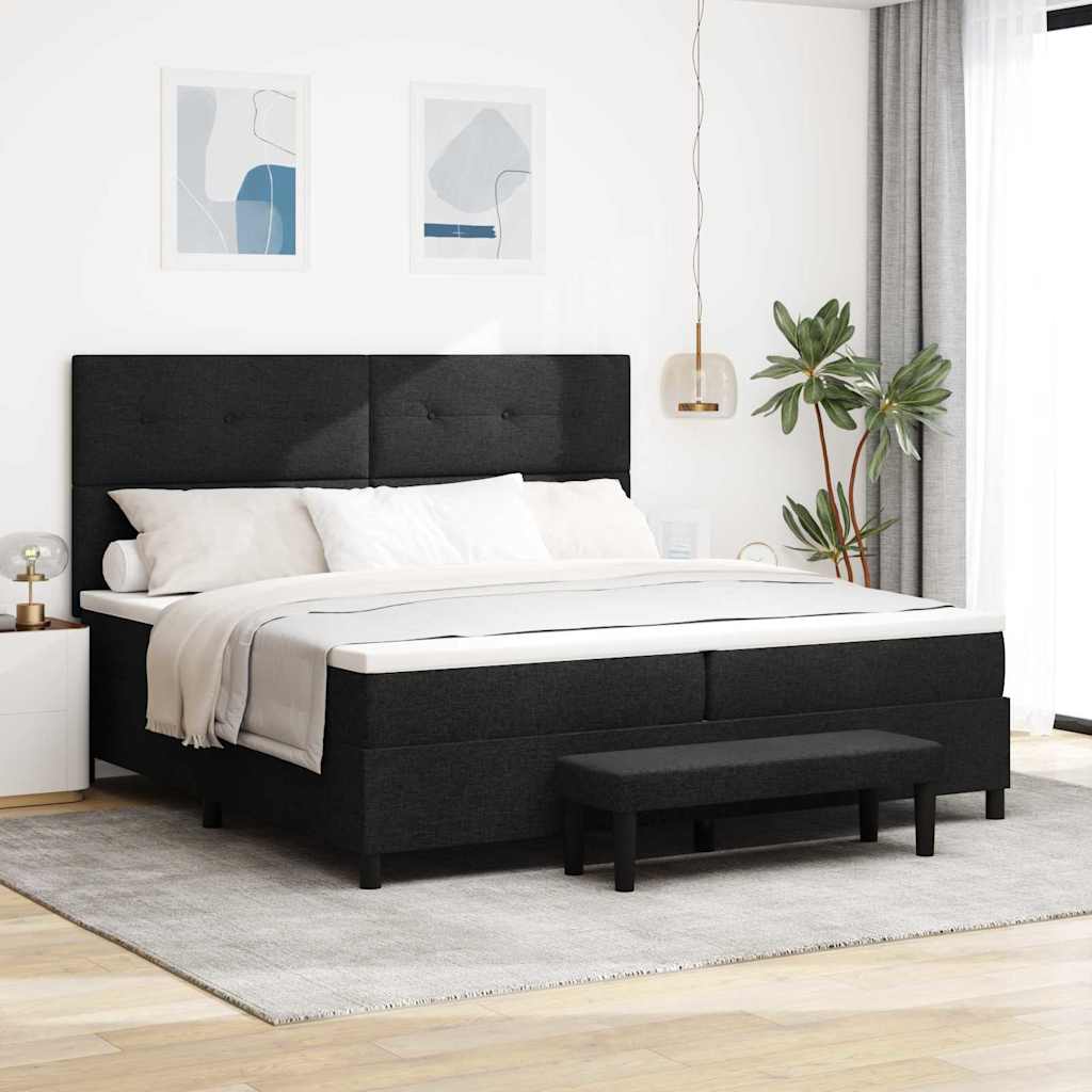 Letto a molle con testiera Nero 200 x 200 cm Tessuto