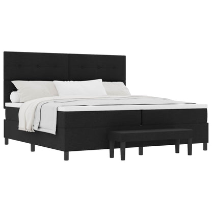 Letto a molle con testiera Nero 200 x 200 cm Tessuto
