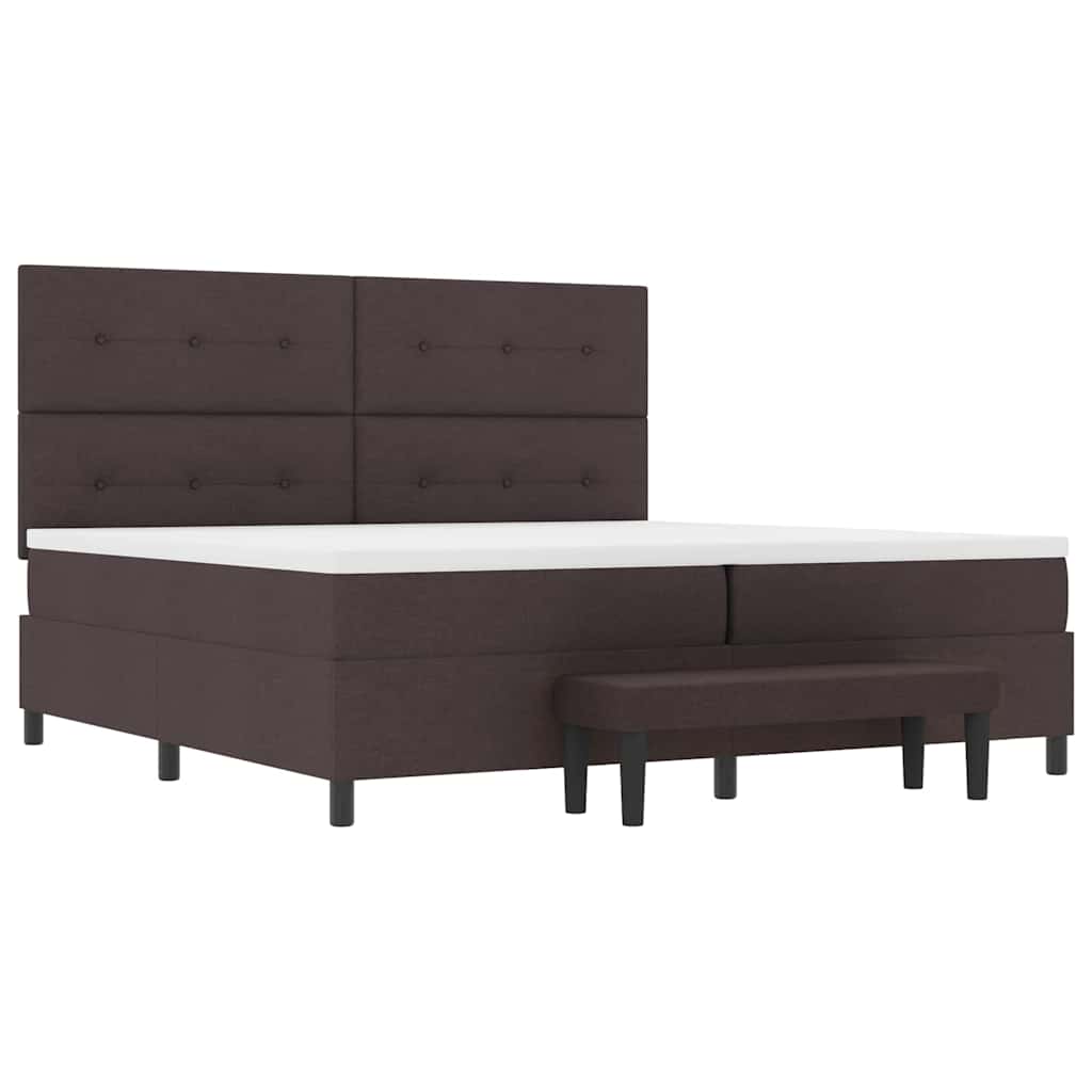 Letto a molle con testiera Marrone Scuro 200 x 200 cm Tessuto | homemem39