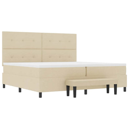 Letto a molle con testiera Crema 200 x 200 cm Tessuto | homemem39