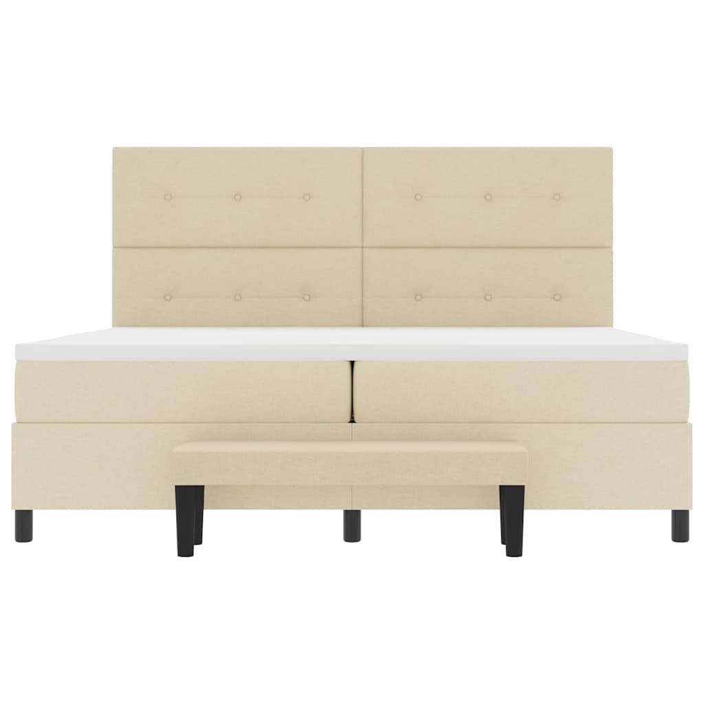 Letto a molle con testiera Crema 200 x 200 cm Tessuto | homemem39