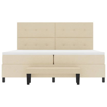 Letto a molle con testiera Crema 200 x 200 cm Tessuto | homemem39