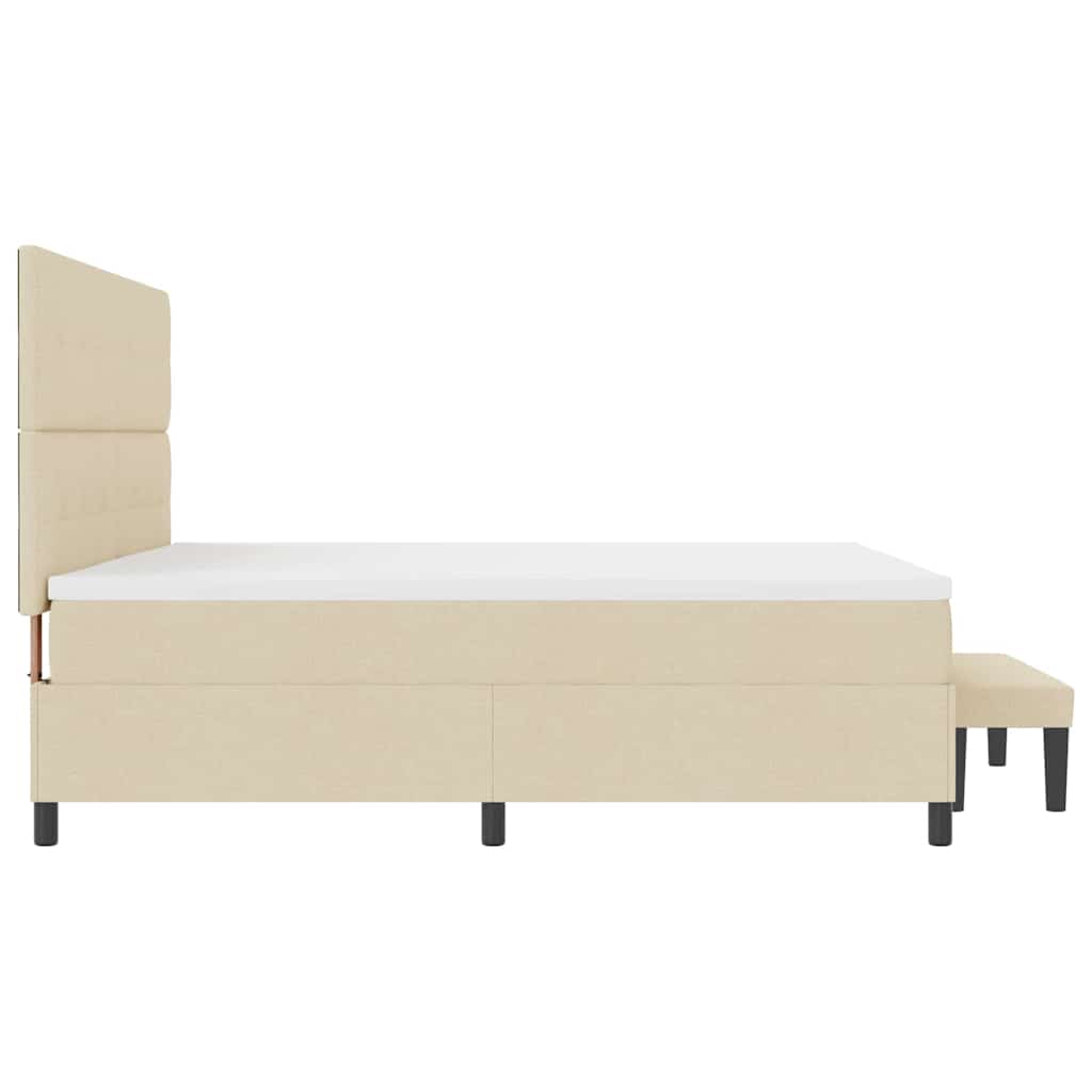 Letto a molle con testiera Crema 200 x 200 cm Tessuto | homemem39