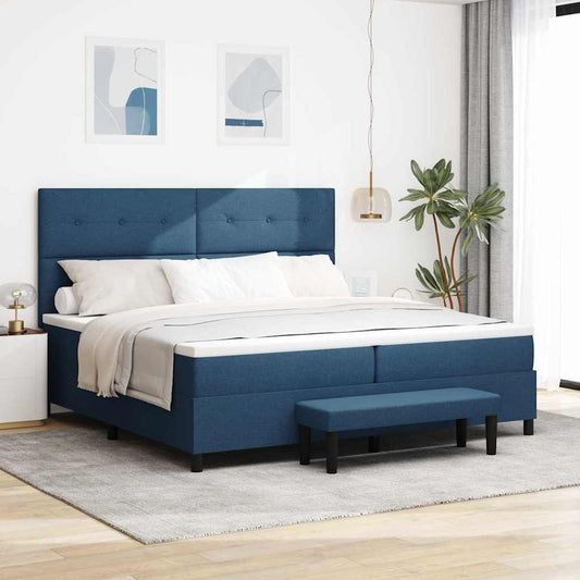Letto a molle con testiera Blu 200 x 200 cm Tessuto | homemem39