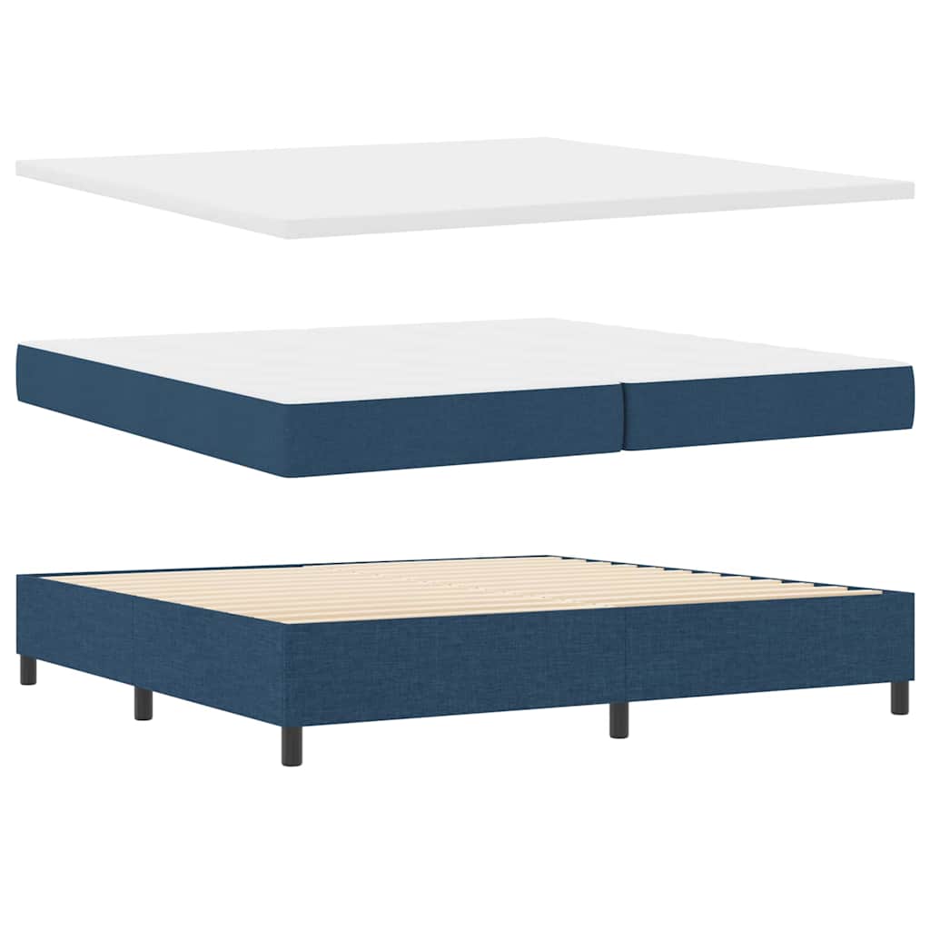 Letto a molle con testiera Blu 200 x 200 cm Tessuto | homemem39