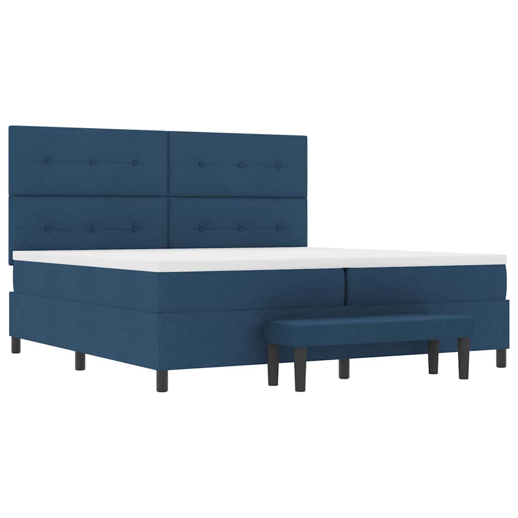 Letto a molle con testiera Blu 200 x 200 cm Tessuto | homemem39
