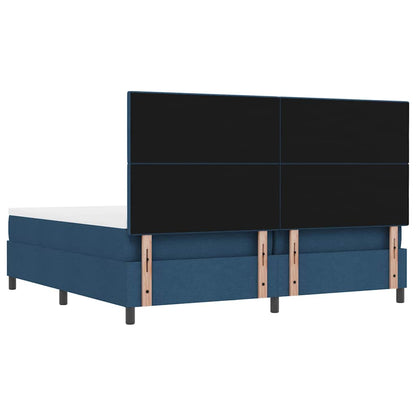 Letto a molle con testiera Blu 200 x 200 cm Tessuto | homemem39