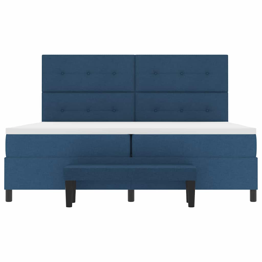 Letto a molle con testiera Blu 200 x 200 cm Tessuto | homemem39