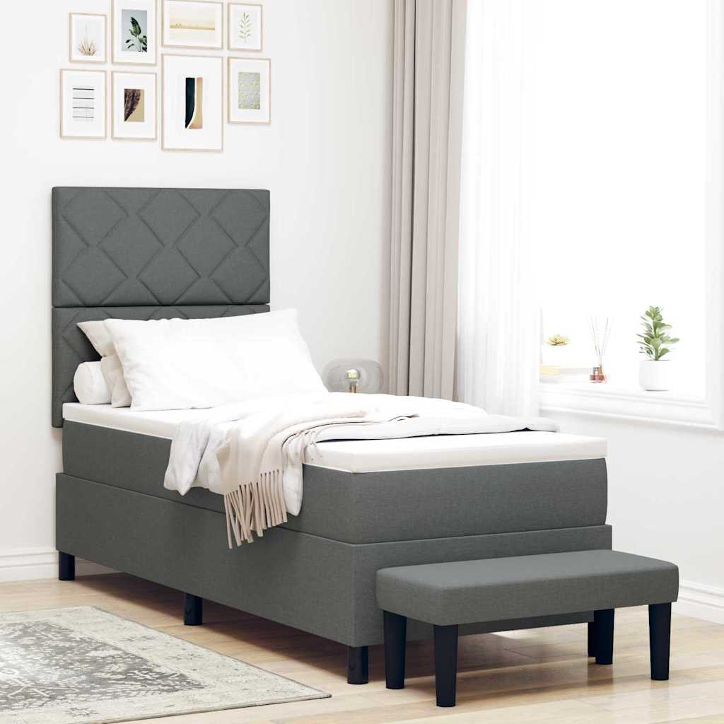 Letto a molle con testiera Grigio scuro 80 x 200 cm Tessuto | homemem39