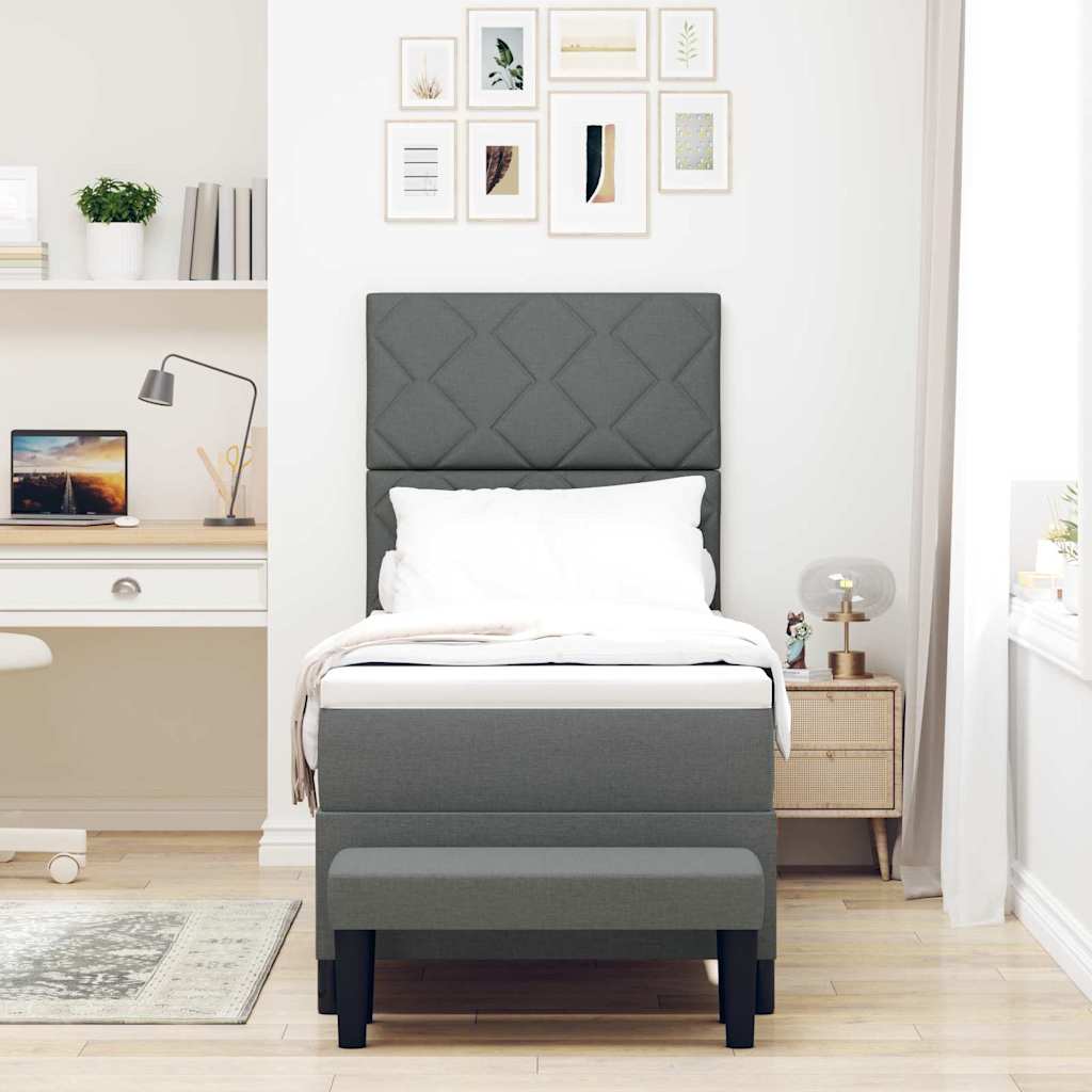 Letto a molle con testiera Grigio scuro 80 x 200 cm Tessuto | homemem39