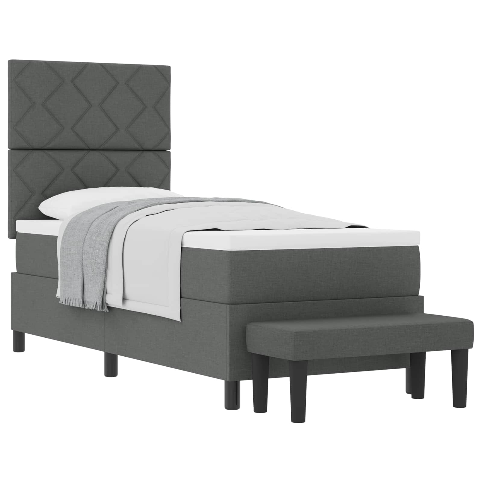 Letto a molle con testiera Grigio scuro 80 x 200 cm Tessuto | homemem39