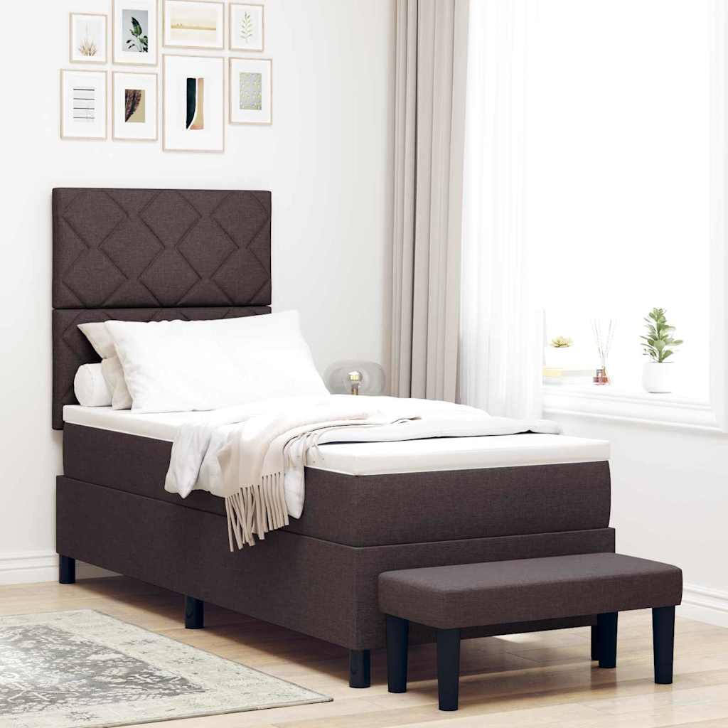 Letto a molle con testiera Marrone Scuro 80 x 200 cm Tessuto | homemem39