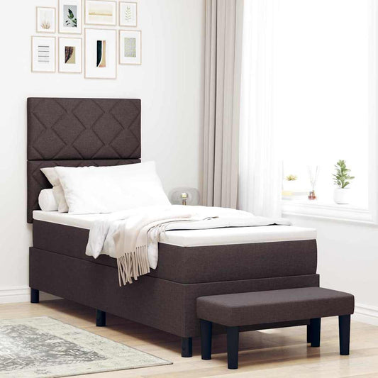 Letto a molle con testiera Marrone Scuro 80 x 200 cm Tessuto